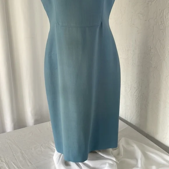 EUC vintage Oscar De la Renta dress light blue sleeveless knee length size 8 - Picture 3 of 8